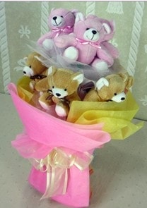 10 adet aycktan teddy bear buket